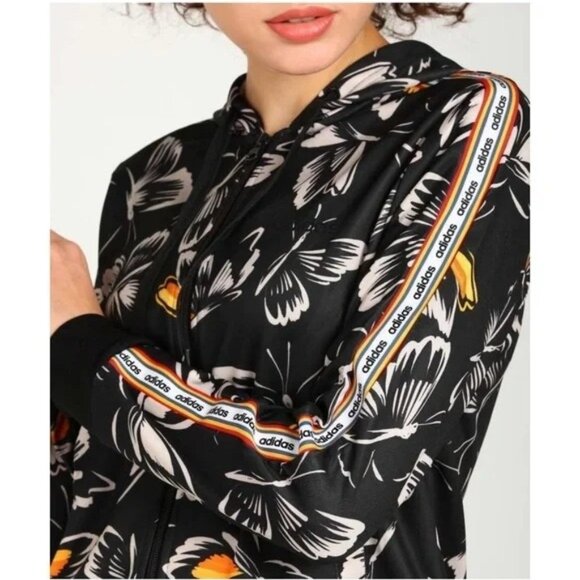 FARM Rio Tops - Farm Rio x Adidas Black Butterfly Zip Up Hoodie Size XS